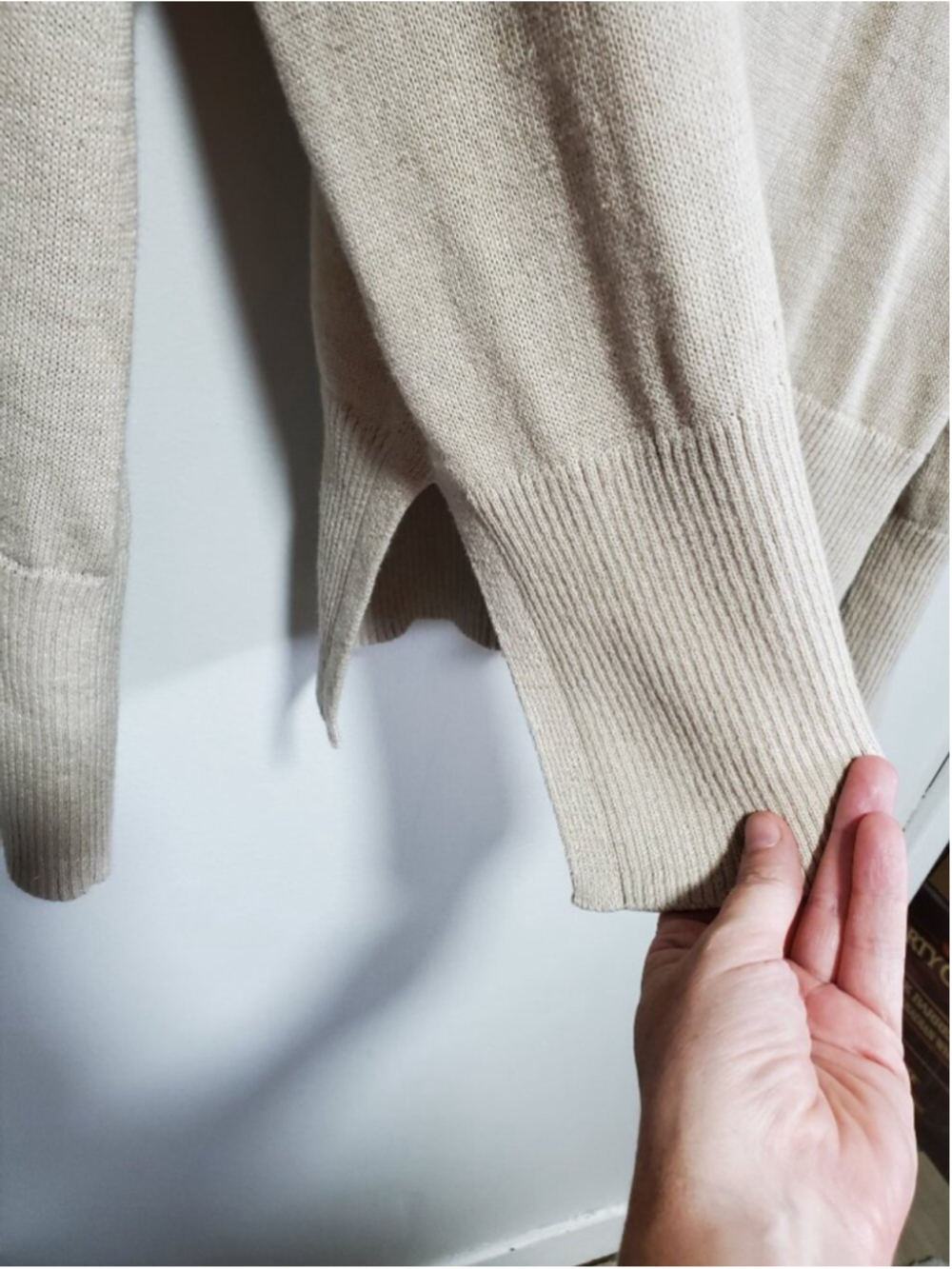 GAP 24/7 Split-Hem Linen Blend Knit Oversized Cardigan Sweater Bedrock Tan Small - Picture 6 of 10